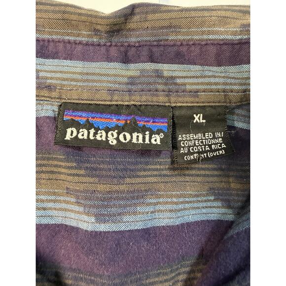 Men’s Vintage Patagonia Retro Style Dark Purple Hippie Stripe XL Button Down - Picture 5 of 9